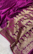 Rani Pink Banarasi Silk Saree with Gold Zari Butti & Floral Border | Elegant Festive & Wedding Wear