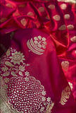 Rani Wine Banarasi Silk Saree with Heavy Floral Paisley Gold Zari Work