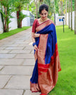 Chapfallen Blue Woven Banarasi Silk Saree