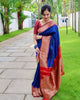Chapfallen Blue Woven Banarasi Silk Saree