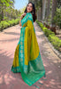 Mehendi Green Soft Silk Floral Border Zari Woven Saree