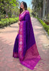 Violet Soft Silk Floral Border Zari Woven Saree