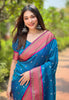 Blue Contrast Zari Woven Chaand Yeola Paithani Silk Saree