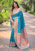 Cyan Blue Original Maharashtrian Meenakari Yeola Paithani Silk Zari Woven Saree