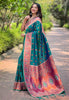 Green Original Maharashtrian Meenakari Yeola Paithani Silk Zari Woven Saree