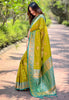 Mehendi Green Soft Silk Contrast Zari Woven Saree