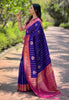 Indigo Blue Soft Silk Contrast Zari Woven Saree