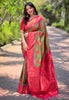Red Soft Silk Contrast Zari Woven Saree