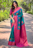 Green Soft Silk Contrast Zari Woven Saree