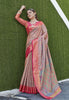 Chiku Colour Soft Kashmiri Silk Saree Wiht Zari Woven