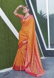 Orange Colour Soft Kashmiri Silk Saree Wiht Zari Woven