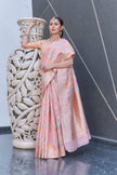 Baby Pink Organza Jaal Zari Woven Saree