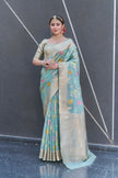 Sky Blue Organza Jaal Zari Woven Saree