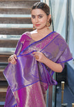 Kanchipuram Silk Jaal Rich Zari Woven Purple Colour Saree
