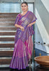 Kanchipuram Silk Jaal Rich Zari Woven Purple Colour Saree