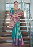 Kanchipuram Silk Jaal Rich Zari Woven Rama Colour Saree