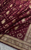 Wine Maroon Banarasi Silk Saree with Gold Zari Butti & Rich Designer Border | Royal Wedding Wear
