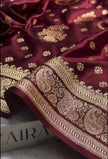 Wine Maroon Banarasi Silk Saree with Gold Zari Butti & Rich Designer Border | Royal Wedding Wear