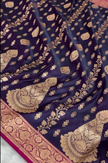 Royal Purple Banarasi Silk Saree with Antique Gold Zari Motifs