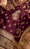 Wine Maroon Banarasi Silk Saree with Gold Zari Butti & Rich Designer Border | Royal Wedding Wear