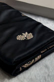 Midnight Black Banarasi Silk Saree with Silver Zari Butta & Ornate Woven Border