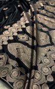 Midnight Black Banarasi Silk Saree with Silver Zari Butta & Ornate Woven Border