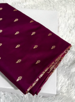 Magenta Banarasi Silk Saree with Gold Zari Butta & Floral Woven Border