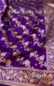 Violet Pure Katan Silk Banarasi Saree with Gold Zari Floral Jaal