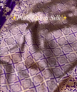 Violet Pure Katan Silk Banarasi Saree with Gold Zari Floral Jaal
