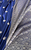 Royal Blue Banarasi Silk Saree with Silver Zari Butta