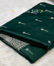 Emerald Green Mashru Silk Saree with Silver Zari Butta & Woven Border