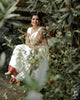 White & Red Palkhi Archaic Traditional Kanchi Soft Silk Sari With Attached Blouse