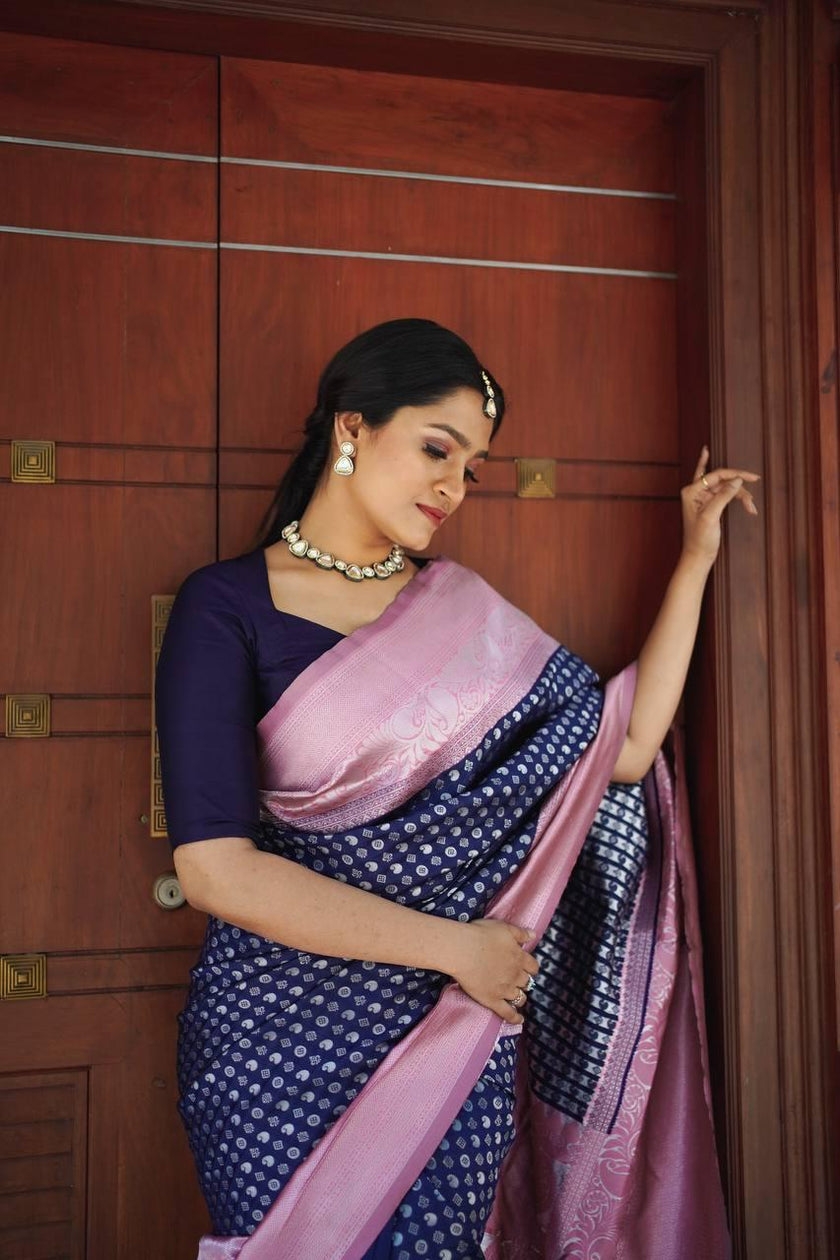 Cobalt Blue Banarasi Silk Saree