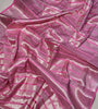 Baby Pink Soft Silk Saree with Silver Zari Border