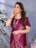 Wine Bandhani Printed Silk Saree with Patola Pallu