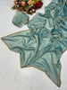Blue Tissue Dupatta with Golden Lace Border