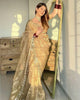 Golden Organza Saree with Hand Mirror Work Border