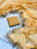 Golden Organza Saree with Hand Mirror Work Border