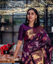 Purple Kanjivaram Silk Saree with Rich Zari Border