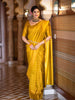 Banarasi Crimson Yellow Silk Saree with Gold Zari Weave
