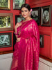 Banarasi Crimson Ruby Silk Saree with Gold Zari Weave