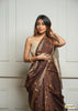 Brown Handwoven Cotton Silk Saree with Zari Border