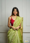 Green Handwoven Cotton Silk Saree with Zari Border