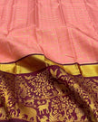Blush Pink Saree with Maroon Zari Jungle Pallu