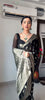 Black Sheer Organza Saree with Silver Zari Paisley Weave
