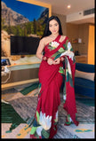Ruby Bloom Georgette Saree with Bold Floral Print
