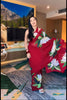 Ruby Bloom Georgette Saree with Bold Floral Print