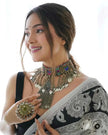 Tribal Sketch Cotton Saree in Black & White