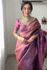 Elvani Violet Gold Banarasi Silk Saree
