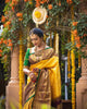 Yellow Bridal Kanchipuram Silk Saree with Brown Zari Pallu